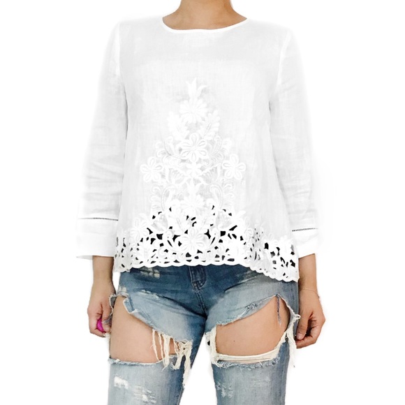 J. Crew Tops - J. Crew embroidered linen top
